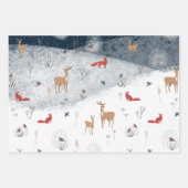 Rustic Nordic Winter Fox Deer Snowy Mountain Inpakpapier Vel (Voorkant)