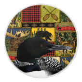 Rustic North Bossen Wilderness Loon Keramische Knop (Voorkant)