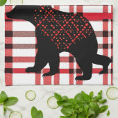 Rustic Northwood Black Beer Silhouette op beton Theedoek (Gevouwen)