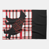 Rustic Northwood Black Beer Silhouette op beton Theedoek (Horizontaal)