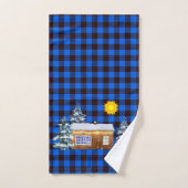 Rustic Northwood Winter Log Cabin Buffalo Pset Bad Handdoek (Handdoek)
