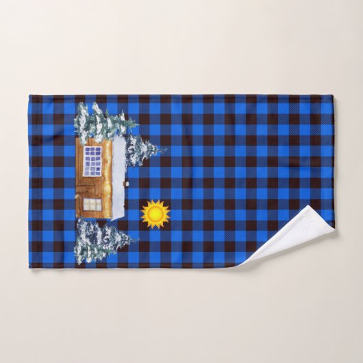 Rustic Northwood Winter Log Cabin Buffalo Pset Bad Handdoek (Handdoek)