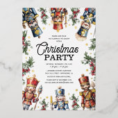 Rustic Notenkraker Kerstvakantiefeest Folie Uitnodiging (Voorkant)