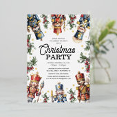 Rustic Notenkraker Kerstvakantiefeest Folie Uitnodiging (Staand Voorkant)