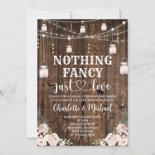 Rustic Nothing Fancy Just Love Wedding Kaart (Voorkant)