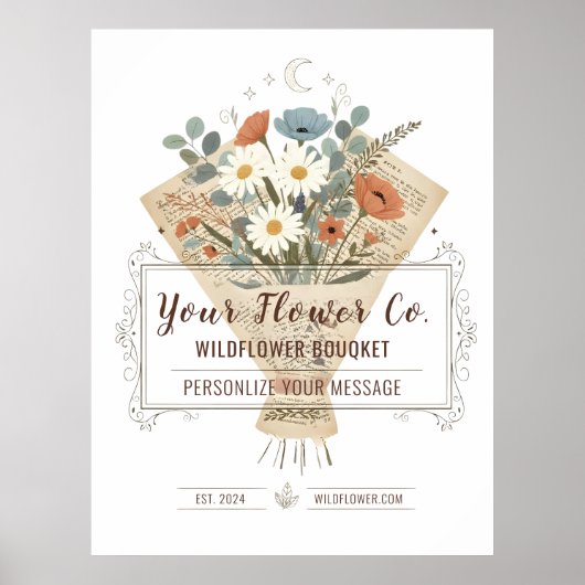Rustic Novel-Wrapped Flowers Customizable Poster (Voorkant)