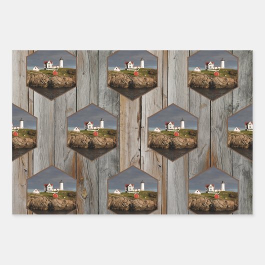 Rustic Nubble Custom Photo Lighthouse Inpakpapier Vel (Voorkant 3)
