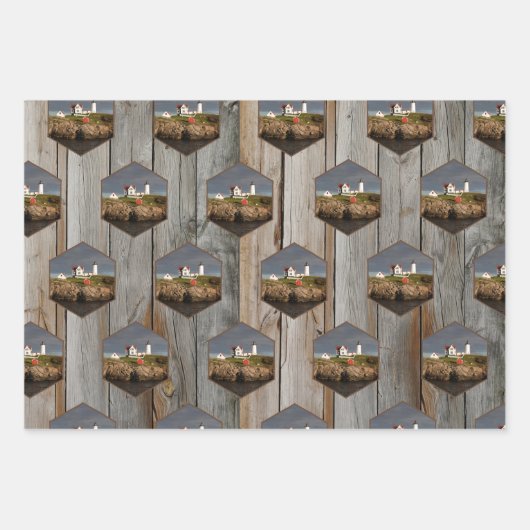 Rustic Nubble Custom Photo Lighthouse Inpakpapier Vel (Voorkant 2)