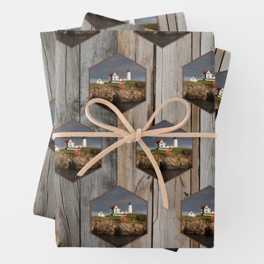 Rustic Nubble Custom Photo Lighthouse Inpakpapier Vel (In situ)