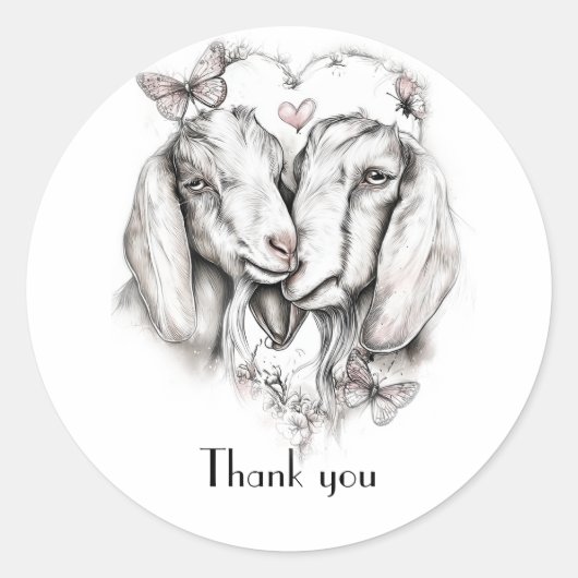 Rustic Nubian Goat Sketch  Ronde Sticker (Voorkant)