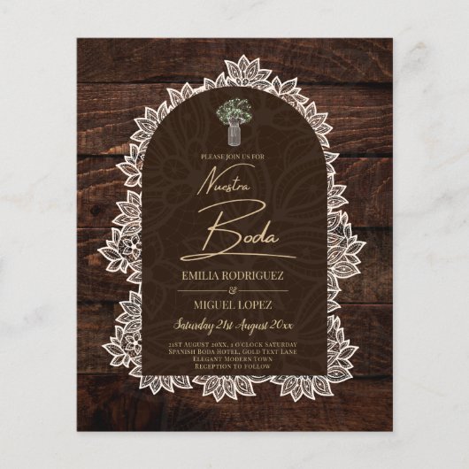 Rustic NUESTRA BODA Backyard Woodland Wood Lace (Voorkant)