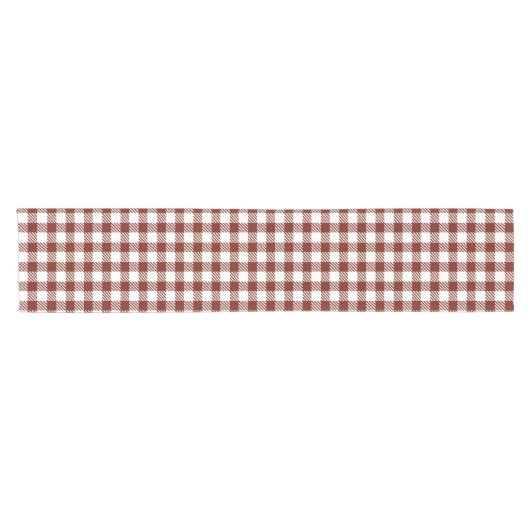 Rustic Nutmeg Brown Gingham Buffalo Plaid Korte Tafelloper (Horizontaal)