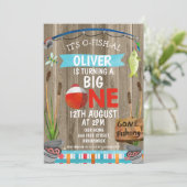 Rustic O-Fish-Al Eerste Verjaardag Uitnodiging (Staand voorkant)