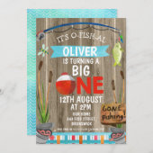 Rustic O-Fish-Al Eerste Verjaardag Uitnodiging (Voorkant / Achterkant)