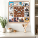 Rustic Oak Barn Wood Farmhouse 12 Foto Collage Vierkante Klok<br><div class="desc">Rustic Oak Barn Wood Farmhouse 12 Foto Collage Square Wall Clock. Grote,  mooie witte schuur  hout,  op maat gemaakt met de familienaam jaar heeft de klok van het muurdecor vastgezet. De perfecte houten plank zoekt elk huis of keuken.</div>