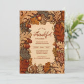 Rustic Oak Harvest Thanksgiving Celebration Kaart (Staand voorkant)