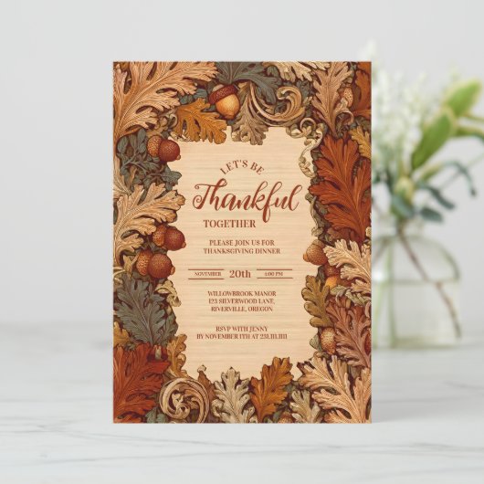 Rustic Oak Harvest Thanksgiving Celebration Kaart (Staand voorkant)