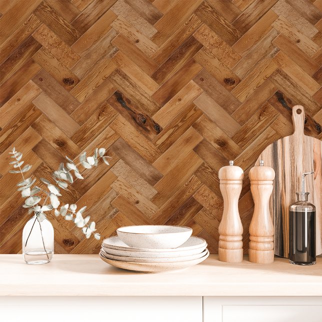 Rustic Oak Herringbone Behang (Creator heeft geüpload)