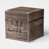Rustic Oak Monogram Script Weddenschap Bedankt Bedankdoosjes (Voorkant Zijde)
