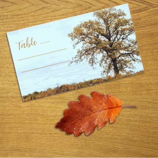 Rustic Oak Tree Autumn Wedding Plaatskaartje