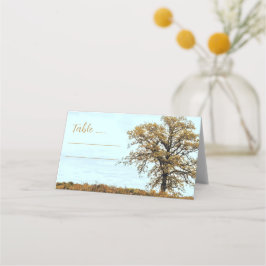 Rustic Oak Tree Autumn Wedding Plaatskaartje