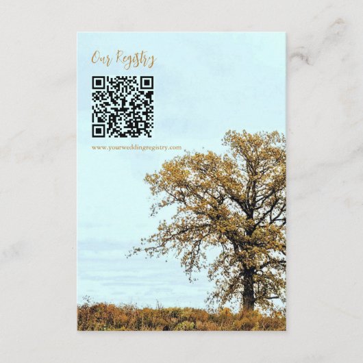 Rustic Oak Tree Autumn Wedding Registry Informatiekaartje (Voorkant)