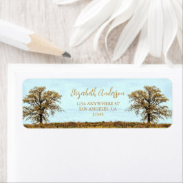 Rustic Oak Tree Autumn Wedding Return Address Etiket