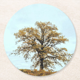 Rustic Oak Tree Autumn Wedding Ronde Kartonnen Onderzetter