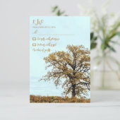 Rustic Oak Tree Autumn Wedding RSVP Kaartje (Staand voorkant)
