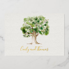 Rustic Oak Tree Folie bruiloft Feestdagenkaart
