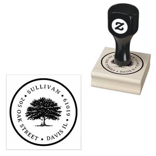 Rustic Oak Tree Gepersonaliseerd Retouradres Rubberstempel (Gestempeld)