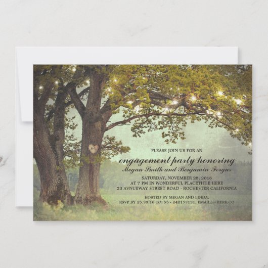 Rustic Oak Tree Romantische verlovingsfeest Kaart (Voorkant)