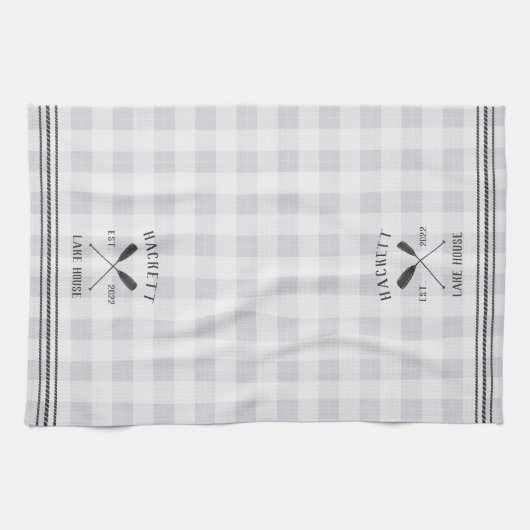 Rustic Oars Pset Personalized Lake House Theedoek (Horizontaal)