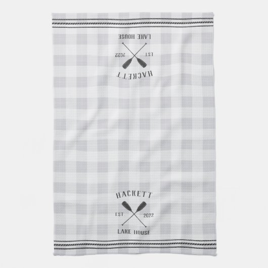 Rustic Oars Pset Personalized Lake House Theedoek (Verticaal)