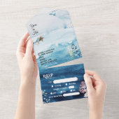 Rustic Ocean Dietary Restrictions RSVP Wedding All In One Uitnodiging (Afscheurbaar)