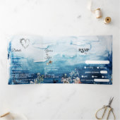 Rustic Ocean Dietary Restrictions RSVP Wedding Drieluik Uitnodiging (Binnen)