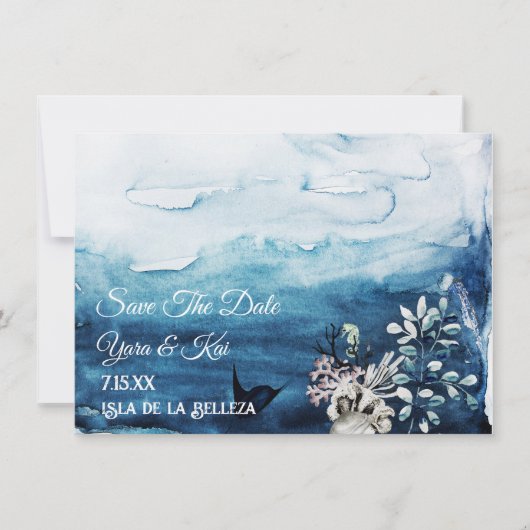 Rustic Ocean Flat Save the Date Kaart (Voorkant)