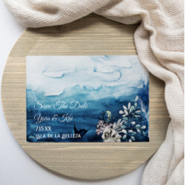 Rustic Ocean Flat Save the Date Kaart