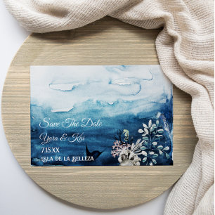 Rustic Ocean Flat Save the Date Kaart