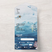 Rustic Ocean Menu Choice RSVP Weddenschap All-in-O All In One Uitnodiging (Binnen)