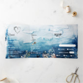 Rustic Ocean Menu-Choice RSVP Wedding Drieluik Uitnodiging (Binnen)