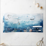 Rustic Ocean Tri-Fold Wedding Invitation Drieluik Uitnodiging<br><div class="desc">Deze rustige drieledige huwelijksuitnodiging voor de oceaan is perfect voor je trouwe strand boho bruiloft. Dit ontwerp is voorzien van een dikke zwarte en witte kalligrafie met een oceaanachtergrond die past bij de bruiloft op het strand of een casual moderne bruiloft in de lente, zomer of herfst. Geef ons alstublieft...</div>