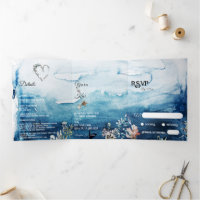 Rustic Ocean Tri-Fold Wedding Invitation