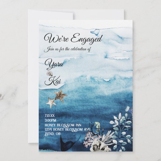 Rustic Ocean We zijn Engaged Party Kaart (Voorkant)