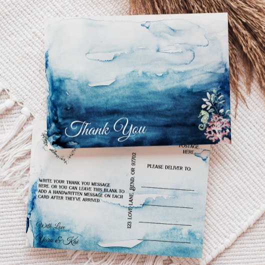 Rustic Ocean Wedding Bedankt Briefkaart