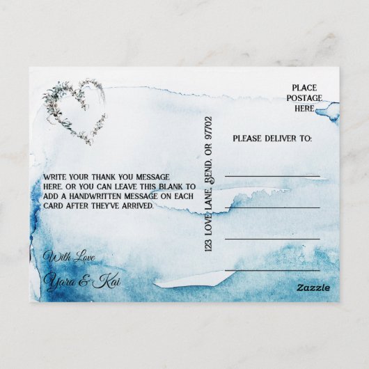 Rustic Ocean Wedding Bedankt Briefkaart (Achterkant)