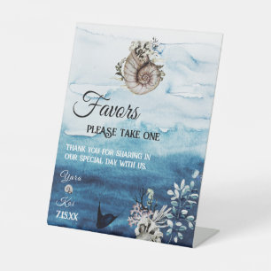 Rustic Ocean Wedding Favors Sign Reclamebord Met Voetstuk