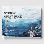 Rustic Ocean Wedding Guest Book Gastenboek<br><div class="desc">Dit netelige gastenboek voor een bruiloft in de oceaan is perfect voor je trouwe strandboho bruiloft. Dit ontwerp is voorzien van een dikke zwarte en witte kalligrafie met een oceaanachtergrond die past bij de bruiloft op het strand of een casual moderne bruiloft in de lente, zomer of herfst. Geef ons...</div>