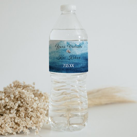 Rustic Ocean Wedding Waterfles Etiket