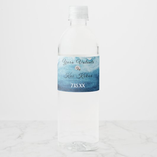 Rustic Ocean Wedding Waterfles Etiket (Voorkant)